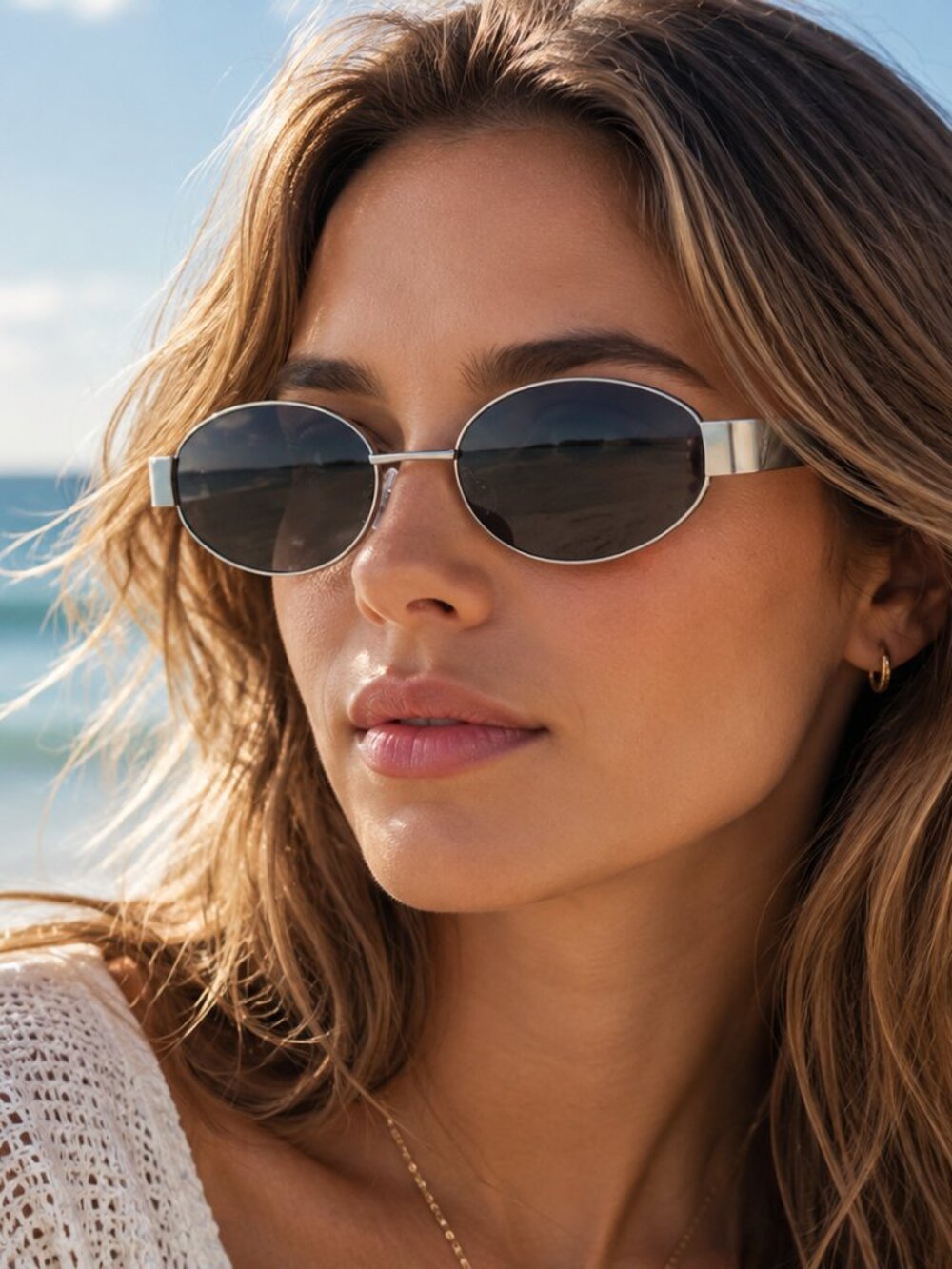 Vera Wang Women's Oval Silver-Tone Metal Frame Sunglasses